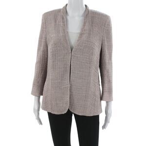 Not Available Womens Basic Wool Geometric Jacket 3/4 Sleeve Hook Eye Size 12